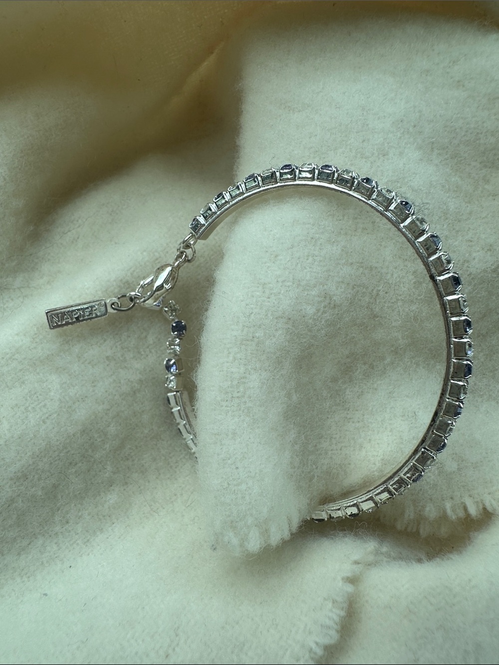 Napier Silver-Tone Clear Crystal Tennis Bracelet
